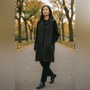 Art Point crinkled long jacket black women's size L